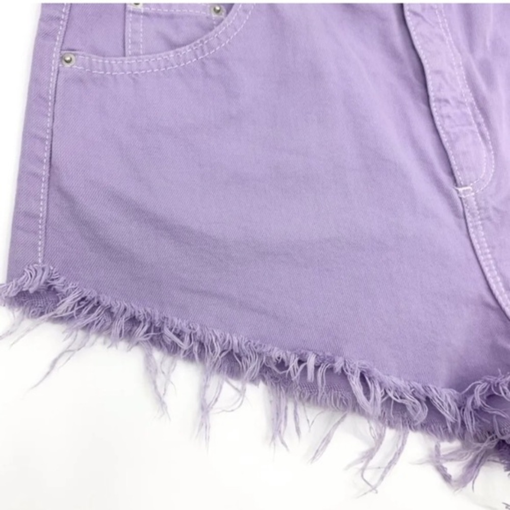 Topshop MOTO High Waist Super Short Shorts Size 2 Distressed CutOff Purple NWT - Picture 6 of 11